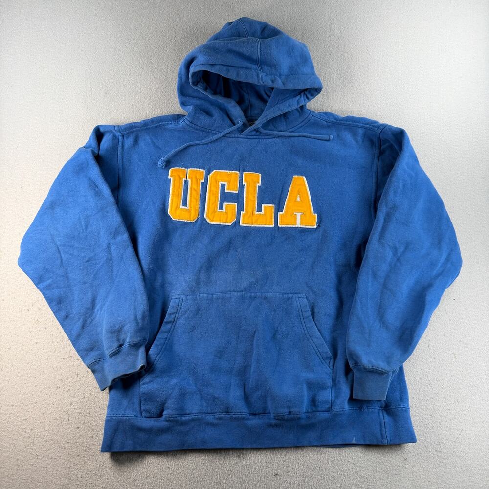 UCLA Bruins Blue Gold Applique Pullover Hoodie Sweatshirt Large College